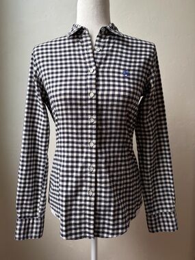Brooks Brothers Red Fleece Gingham Button Down Shirt Blue White Size 2